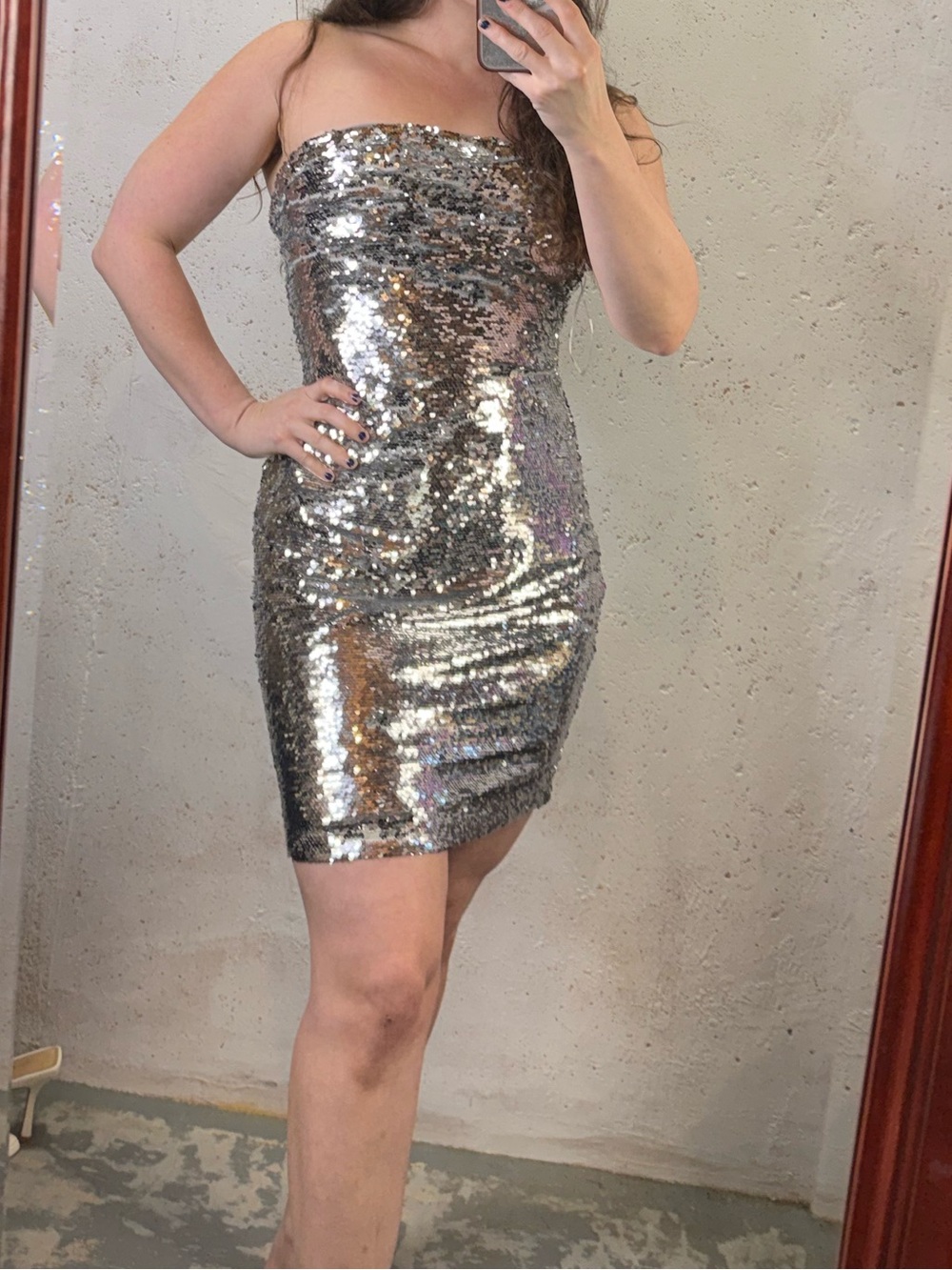 Gianni Bini Silver Sequin Mini Dress New With Tags Size Medium Cocktail Party - Picture 9 of 13